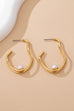 Gold-Tone Double Wave Pearl Hoop Earrings | 80E61710