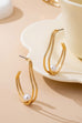Gold-Tone Double Wave Pearl Hoop Earrings | 80E61710
