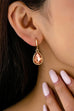Rectangle & Teardrop Stone Drop Hoop Earrings | 80E61554