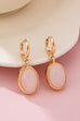 Oval Stone Drop Hoop Earring | 80E61563