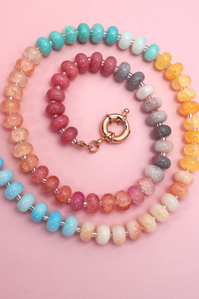 Natural Stone Semi-Precious Glass Mixed Necklace | 40NK9659