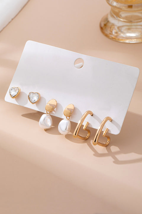 Trio Gold-Tone Pearl & Crystal Earring Set | 80E61609