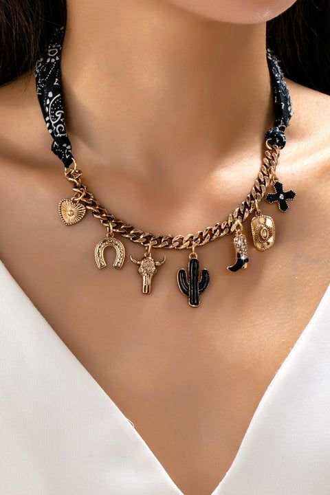 CHARM ANIMAL SCARF NECKLACE-WESTERN CROSS BOOT HAT | 80N9270