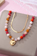 Multi Layered Beaded Heart Charm Necklace | 80N92705