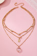 Multi Layered Rhinestone Heart Charm Necklace | 80N92691