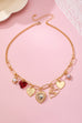CHARM NECKLACE-PORCELAIN HEART RHINESTONE PEARL | 80N92696