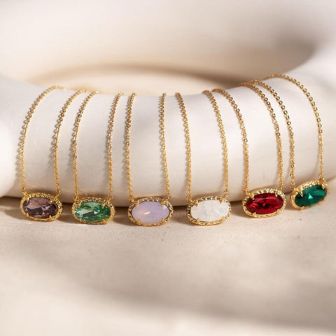 OVAL GEMSTONE CHARM PENDANT NECKLACE | 40NK9661