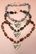 Hammered Heart Pendant Resin Beaded Necklaces | 40NK9662