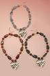 Hammered Heart Pendant Resin Beaded Necklaces | 40NK9662