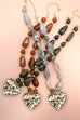 Hammered Heart Pendant Resin Beaded Necklaces | 40NK9662