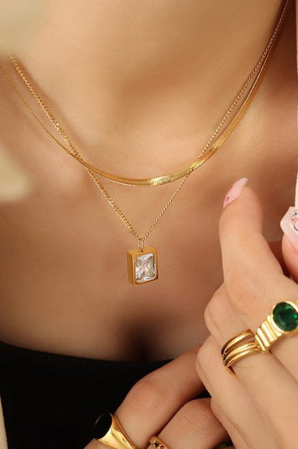 18K STAINLESS STEEL TARNISH FREE LAYERED NECKLACE | 40NK9665