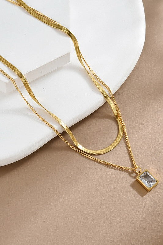 18K STAINLESS STEEL TARNISH FREE LAYERED NECKLACE | 40NK9665