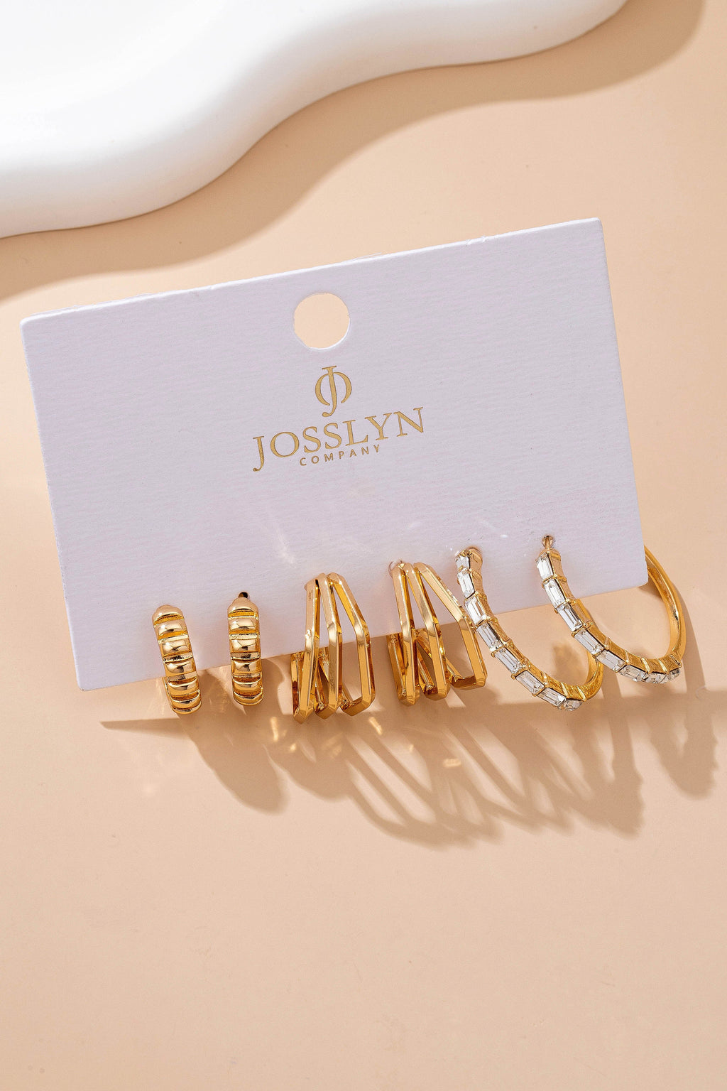 Baguette Stone Hoop, Geo Hoop Trio Earrings | 80E61782