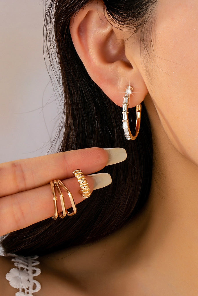 Baguette Stone Hoop, Geo Hoop Trio Earrings | 80E61782