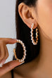 Pearl-Embellished Gold Hoop Earrings | 80E61635