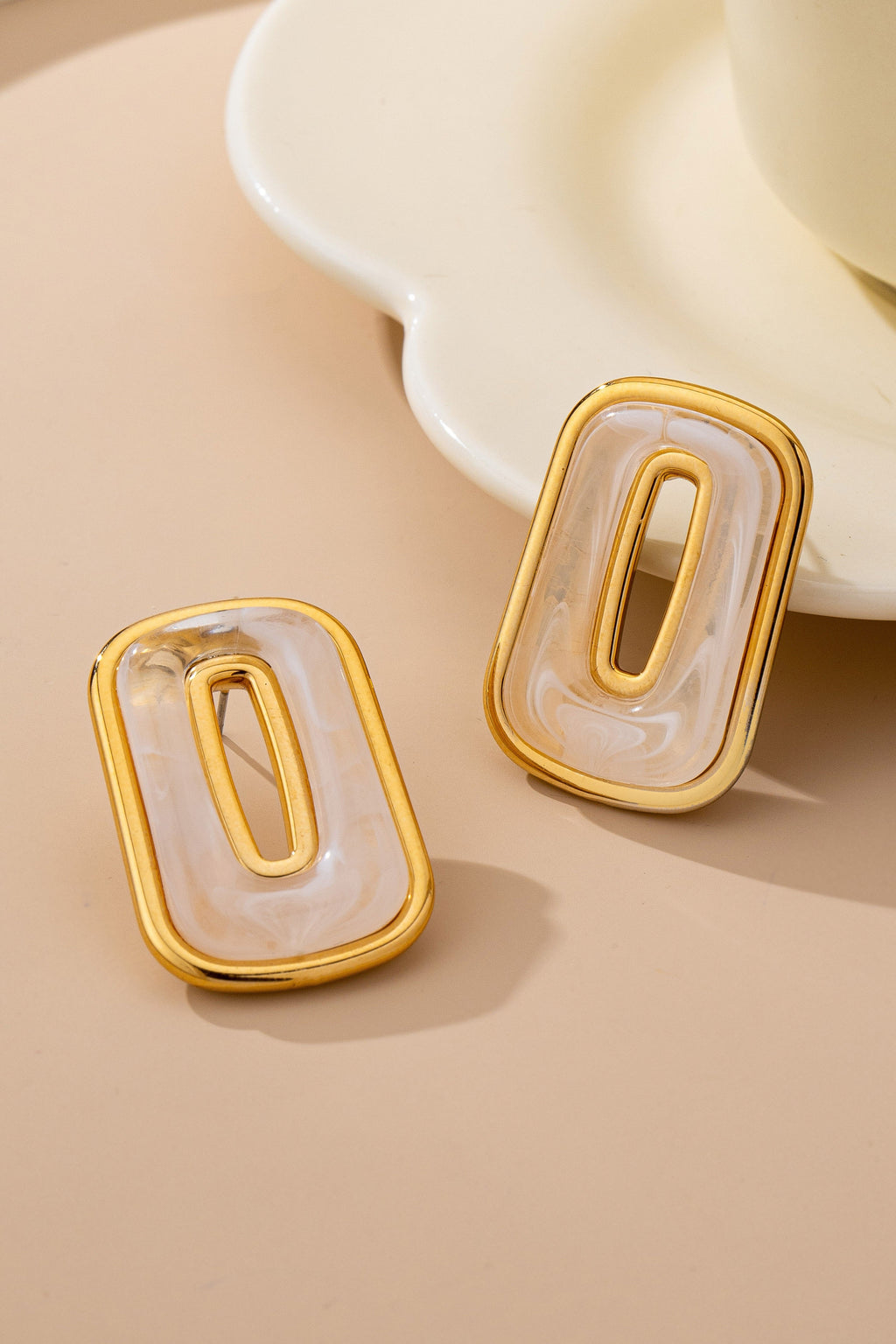 Enamel Rectangle Cutout Stud Earrings Set | 80E61642