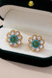 Turquoise & Crystal Flower Stud Earrings | 80E61654
