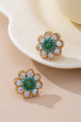 Turquoise & Crystal Flower Stud Earrings | 80E61654