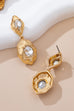 Hammered Gold & Crystal Drop Earrings | 80E61655