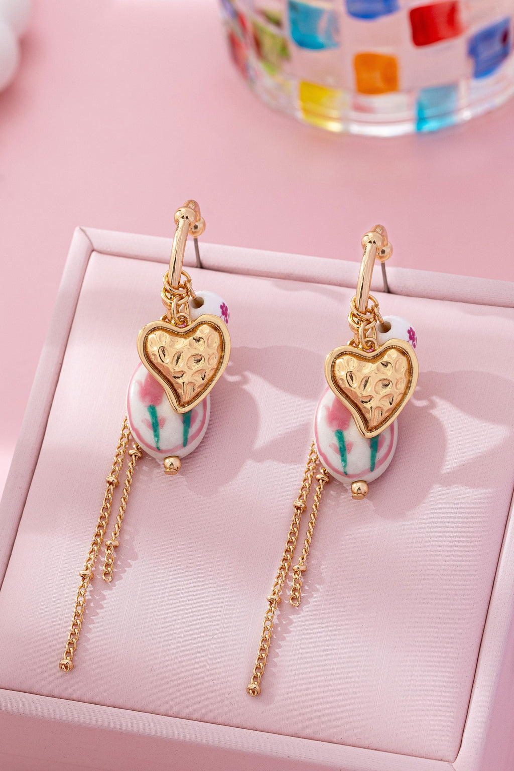 Chinoiserie Floral Charm Hoop Earrings | 80E61660
