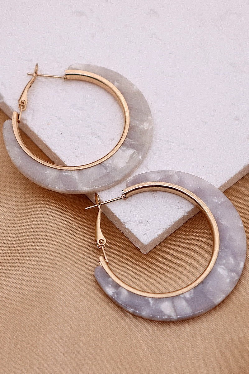 Tortoise Shell Hoop Earrings Set | 40E465
