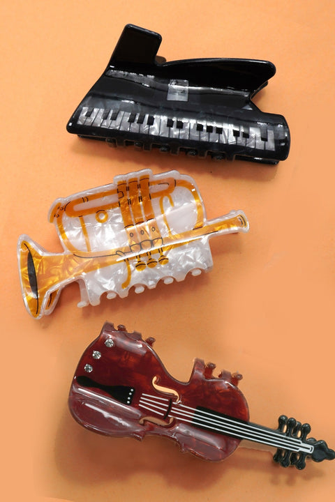 Musical Piano Violin Trumpet Hair Claw | 40H1039