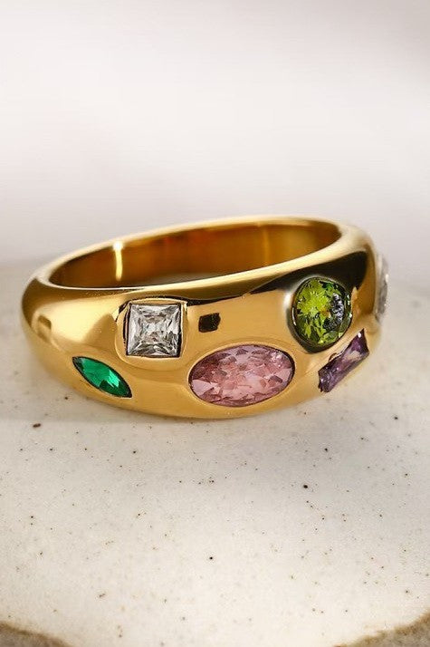 18K STAINLESS STEEL TARNISH FREE RHINESTONE RING | 40R146