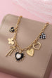 CHARM NECKLACE-BOW CHECKER HEART RHINESTONE | 80N92728