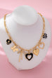 CHARM NECKLACE-BOW CHECKER HEART RHINESTONE | 80N92728