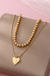 DOUBLE LAYER BALL CHAIN HEART CHARM NECKLACE | 80N92736