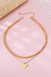 DOUBLE LAYER BALL CHAIN HEART CHARM NECKLACE | 80N92736