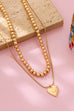 DOUBLE LAYER BALL CHAIN HEART CHARM NECKLACE | 80N92736