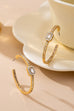 Solitaire Square Crystal Gold Hoop Earrings | 80E61752