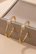 Solitaire Square Crystal Gold Hoop Earrings | 80E61752