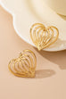 Gold Ribbed Heart Stud Earrings | 80E61753