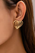 Gold Ribbed Heart Stud Earrings | 80E61753