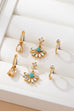 Turquoise Rhinestone Charm Hoop Trio Earring Set | 80E61738