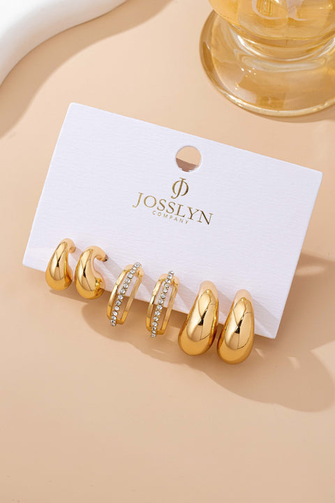 Chunky Hoop Rhinestone Trio Earring Set | 80E61673