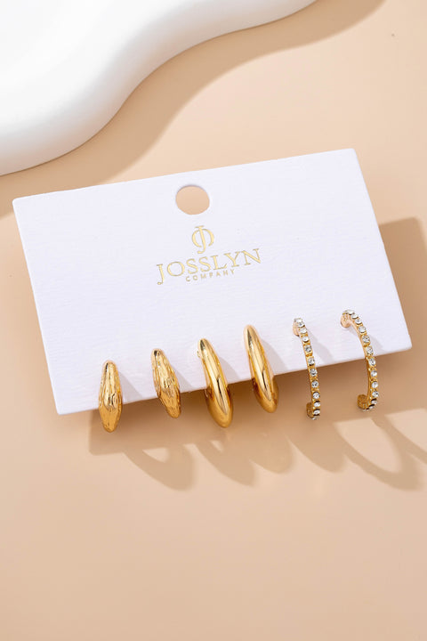 Tapered Rhinestone Huggie Hoop Trio Earring | 80E61671