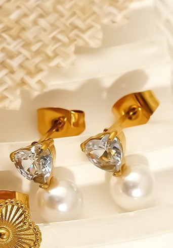 18K STAINLESS STEEL TARNISH FREE HEART EARRINGS | 40E466