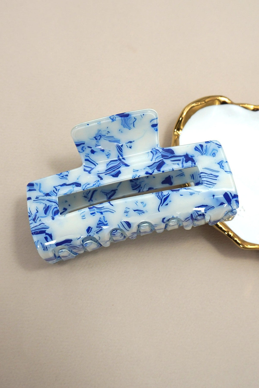 Marbled Acetate Rectangle Hair Claw Clips | 40H1041