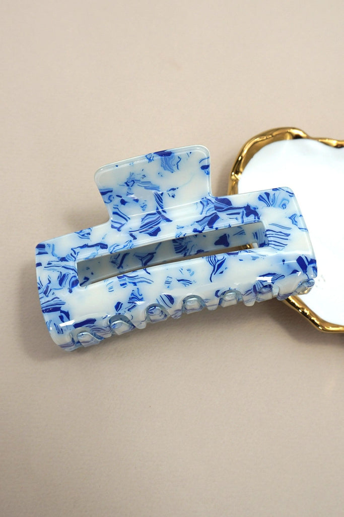 Marbled Acetate Rectangle Hair Claw Clips | 40H1041