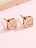 Rhinestone Bezel Square Round Stud Earring | 40E467