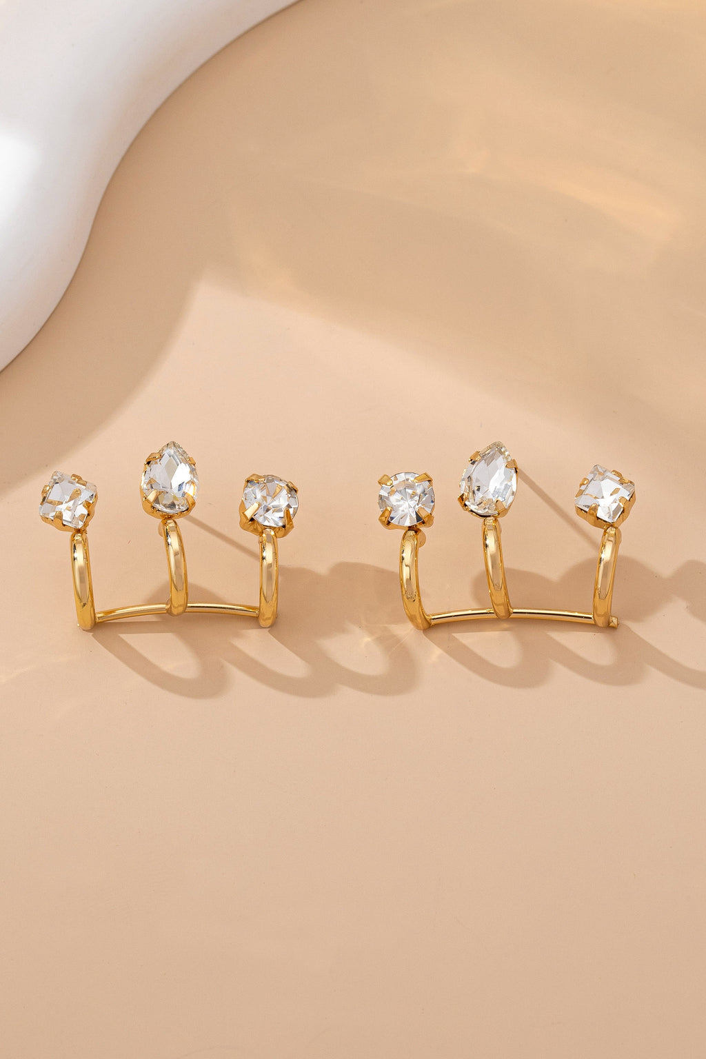 Gold-Tone Double Crystal Ear Jacket Earrings | 80E61706