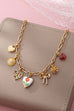 Gold Figaro Chain Multi-Charm Statement Necklace | 80N92748