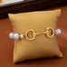 Horsebit Pearl & Faceted Bead Stretch Bracelet | 80B1957