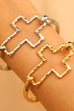 Hammered Open Cross Bangle - Silver or Gold | 40B5235