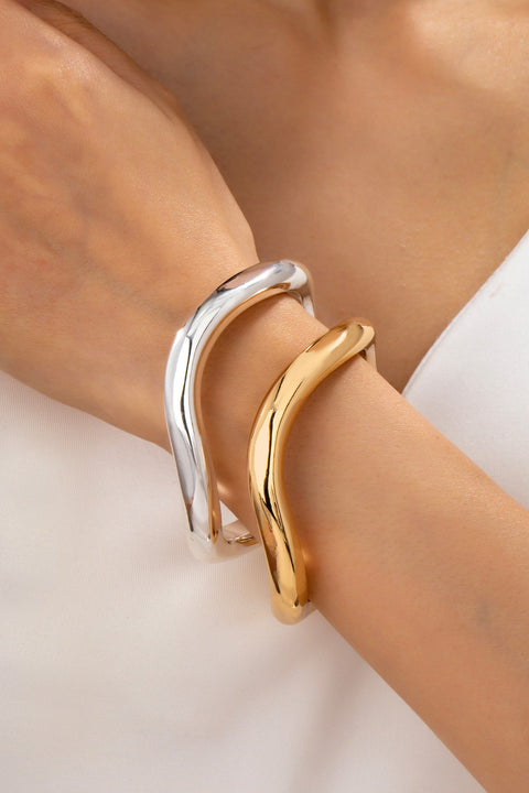 Two-Tone Waivy Tube Bangle Duo | 80B1587