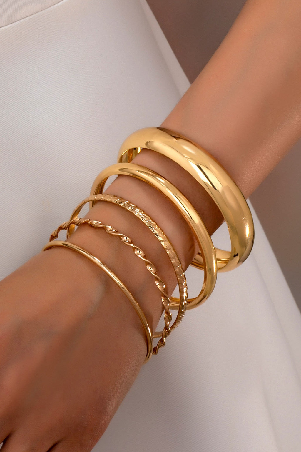 Gold Textured Bangle Stack Set | 80B1601