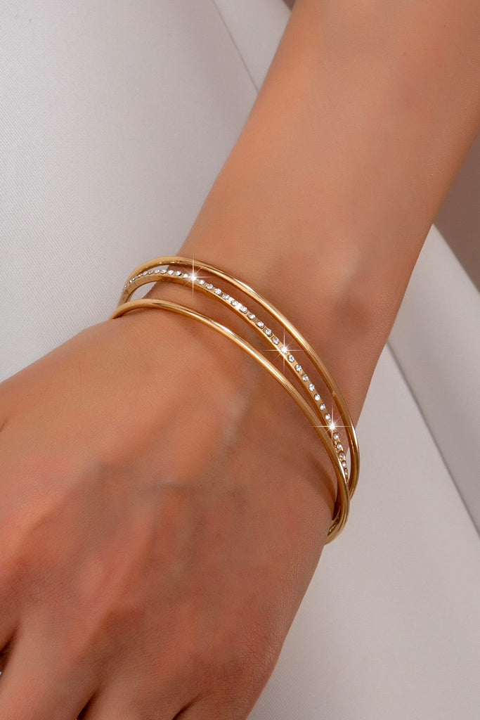 Gold & silver bangles with crystal row Bracelet | 80B1610